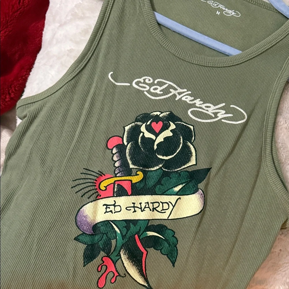 Ed Hardy Olive Graphic Tank - Picture 3 of 6
